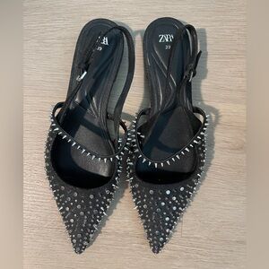 Zara Black Studded flats
